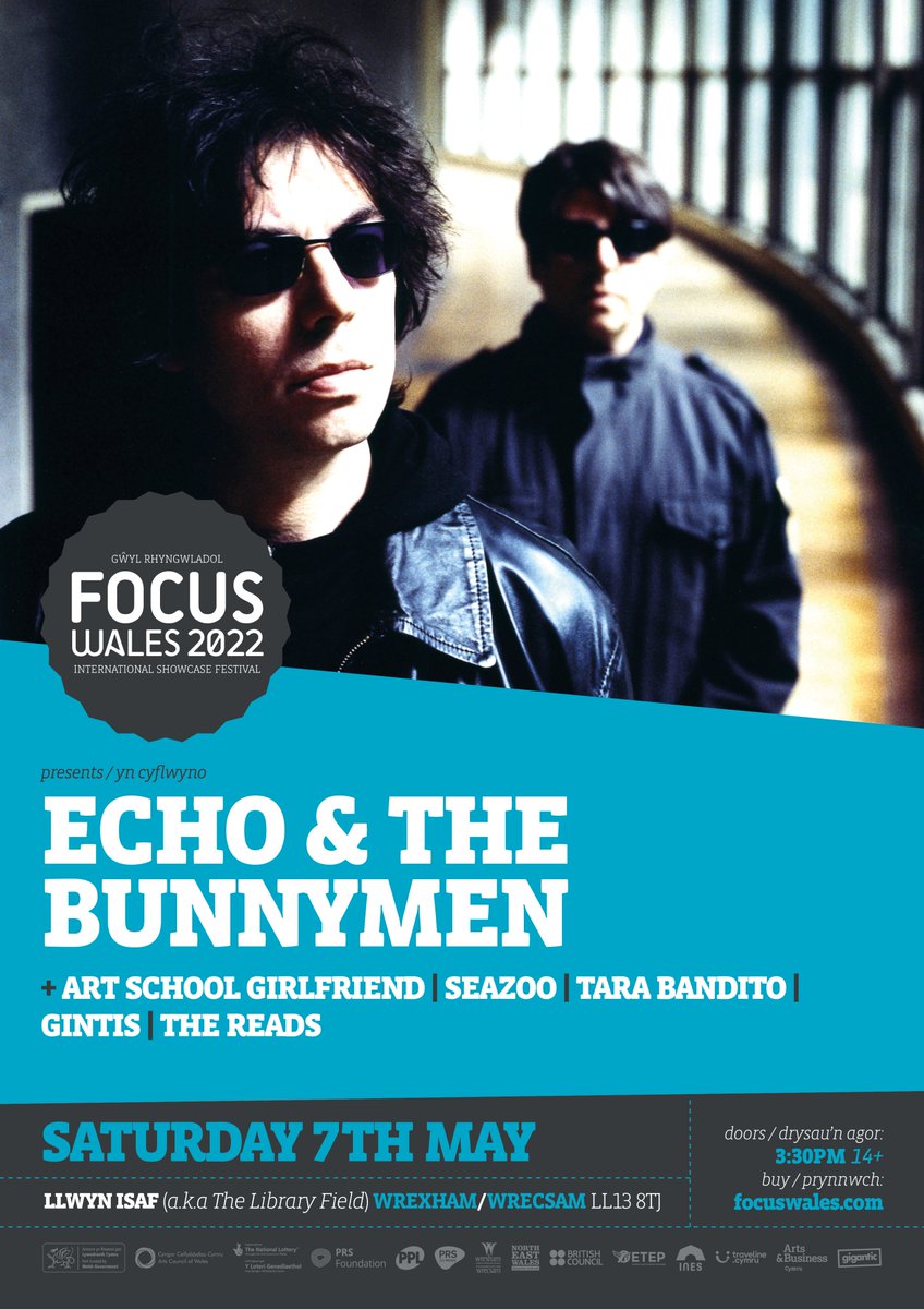Echo and the <a href="/Bunnymen/">Echo & the Bunnymen</a> at FOCUS Wales 2022 + @art_school_gf  <a href="/seazooband/">SEAZOO</a> <a href="/TaraBandito/">Tara B</a> <a href="/Gintismusic/">Gintis</a> <a href="/the_reads/">The Reads</a> #Wrexham 🎪 7th May #WREXHAM Get tickets at focuswales.com