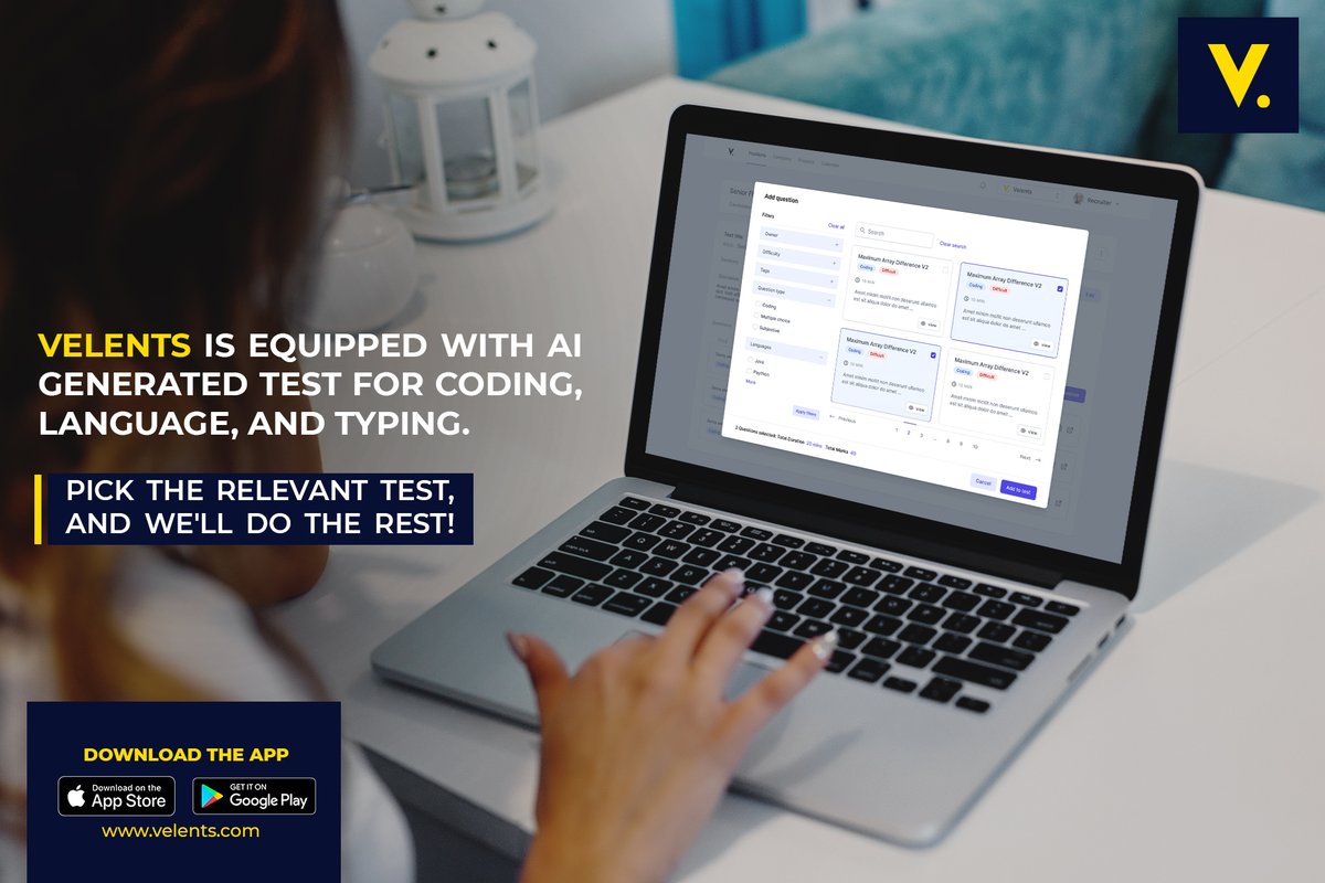 velentsdotai's tweet photo. It's important to test the skills before adding people to your crew. Velents is equipped with AI-generated tests for coding, language, and typing. Pick the relevant test, and we'll do the rest!
#velents #applyforjobs #business #businessnetworking #recruitment #tech #hiring https://t.co/6hWfhlfJVV