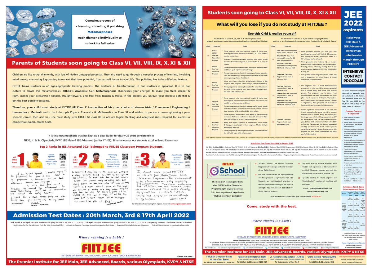 CentreFiitjee's tweet photo. Attention Parents of Students soon going to Class VI, VII, VIII, IX, X, XI &amp; XII

It's time to make your child undergo the Process of Metamorphosis to unlock his / her hidden untapped potential and transform it into resounding success for life &amp; career. https://t.co/G3nBQsnMsk