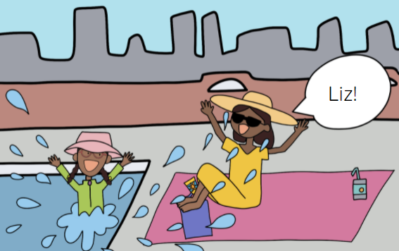 We make books that are decodable and engaging! Let's meet our characters; first up is Liz- she loves to be creative, use her imagination and go to the pool with her mom!