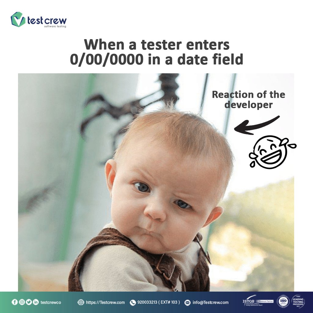TestCrewCo's tweet photo. π€£π€£π€£
The face of a developer when a tester enters unexpected test data!
#testing #softwarequality #funny #testmeme #developer https://t.co/Vi4g7vnjL1