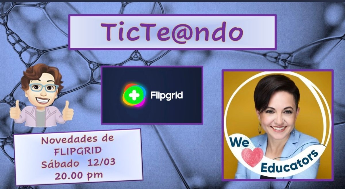 Angelssoriano74's tweet photo. HOY sábado
a las 20.00 hora penínsular nos encontramos en #Ticte@ndo con .@FelyTeachnology para hablar de las Novedades que nos trae .@Flipgrid este 2022. https://t.co/d4VL3J4K4l #edtech #mieexpert #Flipgridfresh #FlipgridforAll https://t.co/2pukdG0oqk