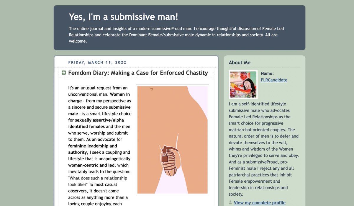iObeyWomen's tweet photo. New on the blog: Why I wish to be chastised. Some interesting thoughts and would love to get some feedback from Women and men on the topic. Feel free to post on Twitter or better yet, directly on the blog - you can do so anonymously. Women: This is all about your needs! #Femdom https://t.co/mtEIsZHH11