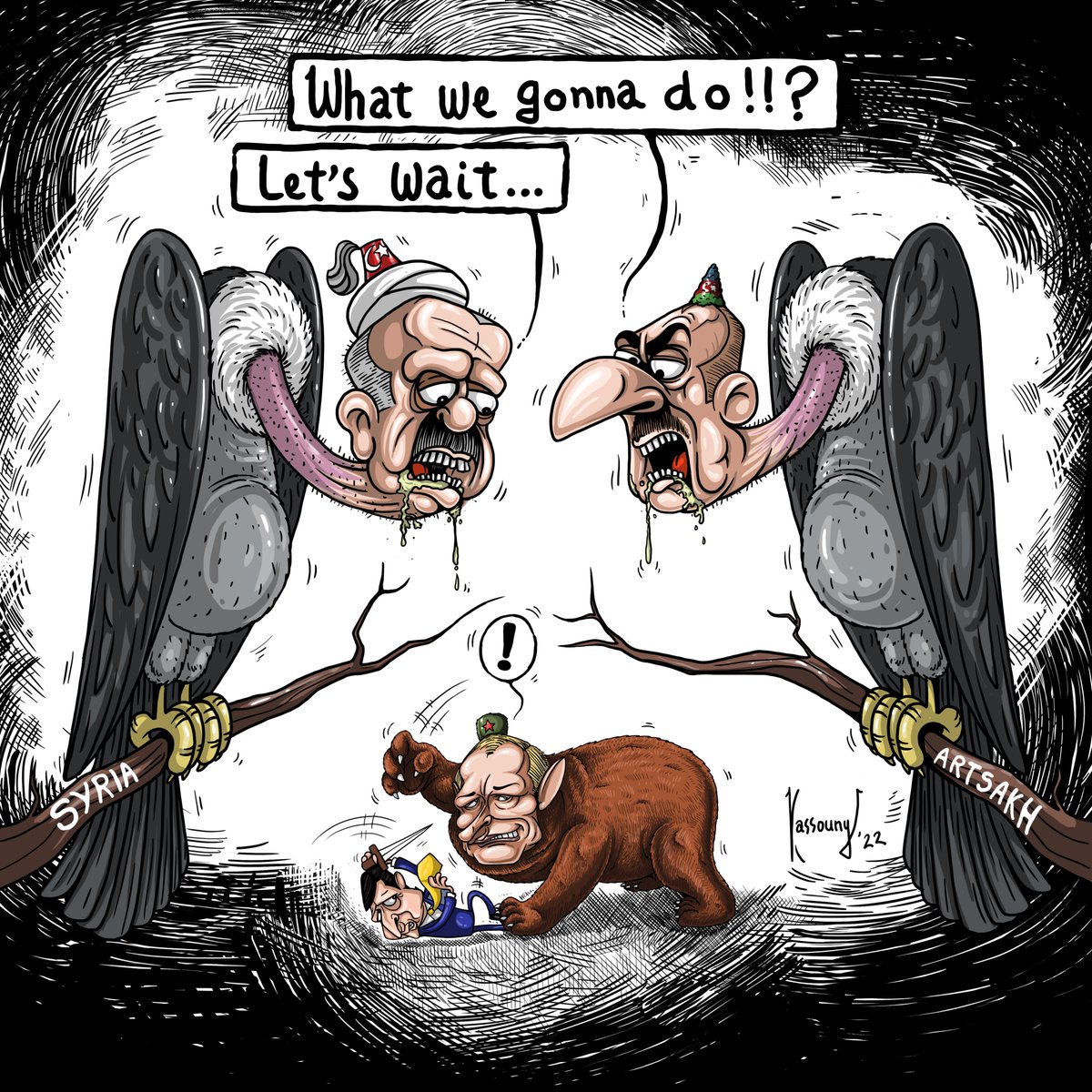 PUSH2oons's tweet photo. Vultures on "hunt"...

#pushtoonz #Push #kassouny #caricature #cartoon #politicalcartoon #vulture #vultureculture #putin #russia #ukraine #turkey #türkiye #erdogan #azerbaijan #ilhamaliyev #aliyev #syria #armenia #artsakh #karabakh #waronukraine #ukrainerussiawar #zelensky #nato https://t.co/d3bbQ2HqEp