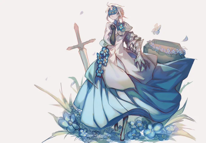 #春の創作クラスタフォロー祭り 
#絵描きさんと繫がりたい 
#絵柄が好みっていう人にフォローされたい 
少しダークめな雰囲気と花と騎士など好きです..! 