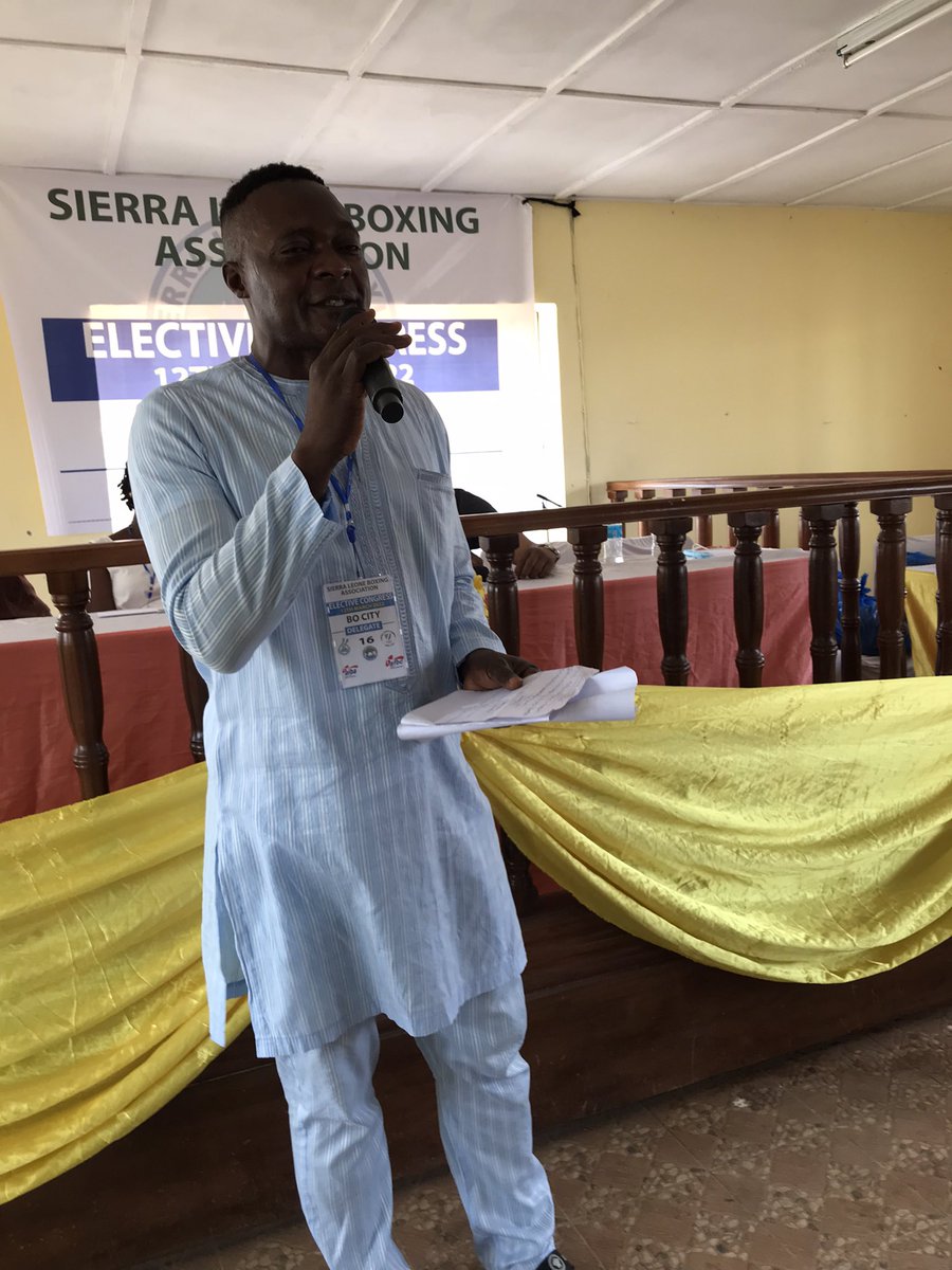 morrisjr88's tweet photo. #SolomonKargbo has been elected #President of the #SierraLeoneBoxingAssociation after going unopposed at the Association #ElectiveCongress today.#AlhajiKomba was re-elected #SecretaryGeneral, #AbrahamAKamara as Treasurer and #JohnFombe as #ExecutiveVicePresident.

@IBA_Boxing https://t.co/g948ztX7ME