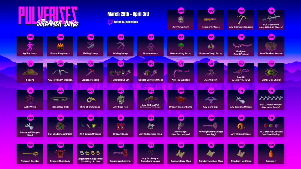 Bingo board all ready to go! 🥳 DM me if you want to get involved 😄 Shoutout to <a href="/H4MPSHIRE/">H4MPSHIRE</a> for the amazing design ❤️