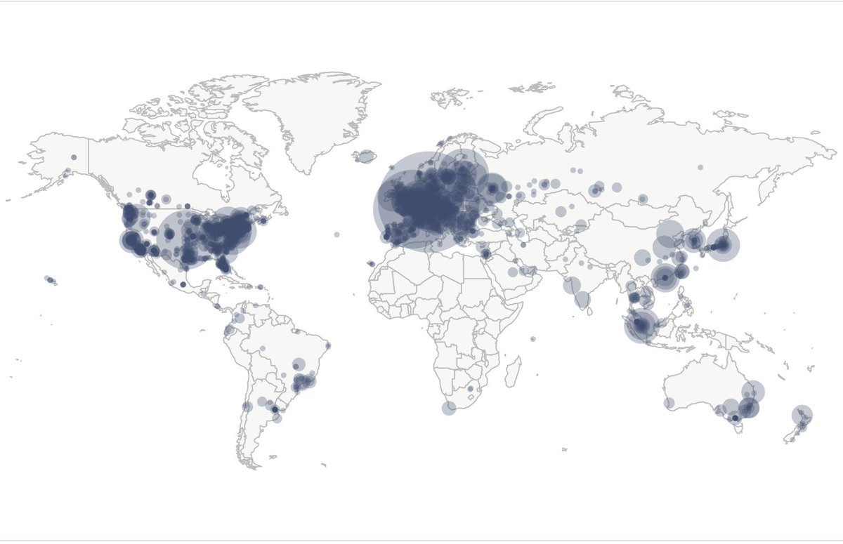 NikoJilch's tweet photo. Livemap of #Bitcoin nodes around the world. Imagine being a European politician looking at this and thinking: "We should ban this lol."

https://t.co/Hn6zmMAhT0 https://t.co/hbgXwQSrIy