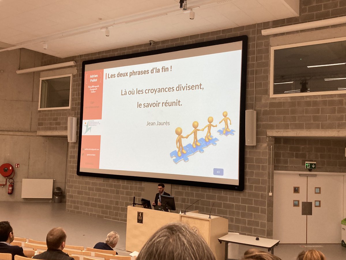 Belle séance plénière avec <a href="/AdrienPallot/">Adrien Pallot</a> à. @CIKR ulb Bruxelles ! L’expérience n’est pas synonyme d’expertise ! #ebp #physiotherapy