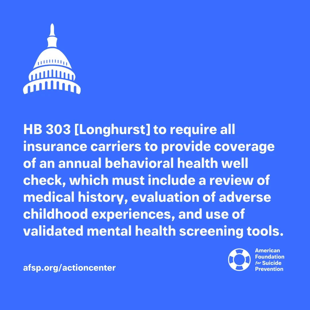 afspde's tweet image. Let's collectively raise our voices! Please email your legislators to urge their support for HB 303. afsp.org/actioncenter