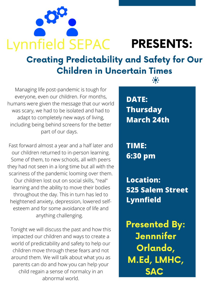 RKeane17's tweet photo. Lynnfield SEPAC presents a great opportunity for parents. All parents welcome to join! https://t.co/xZowHXLgtW