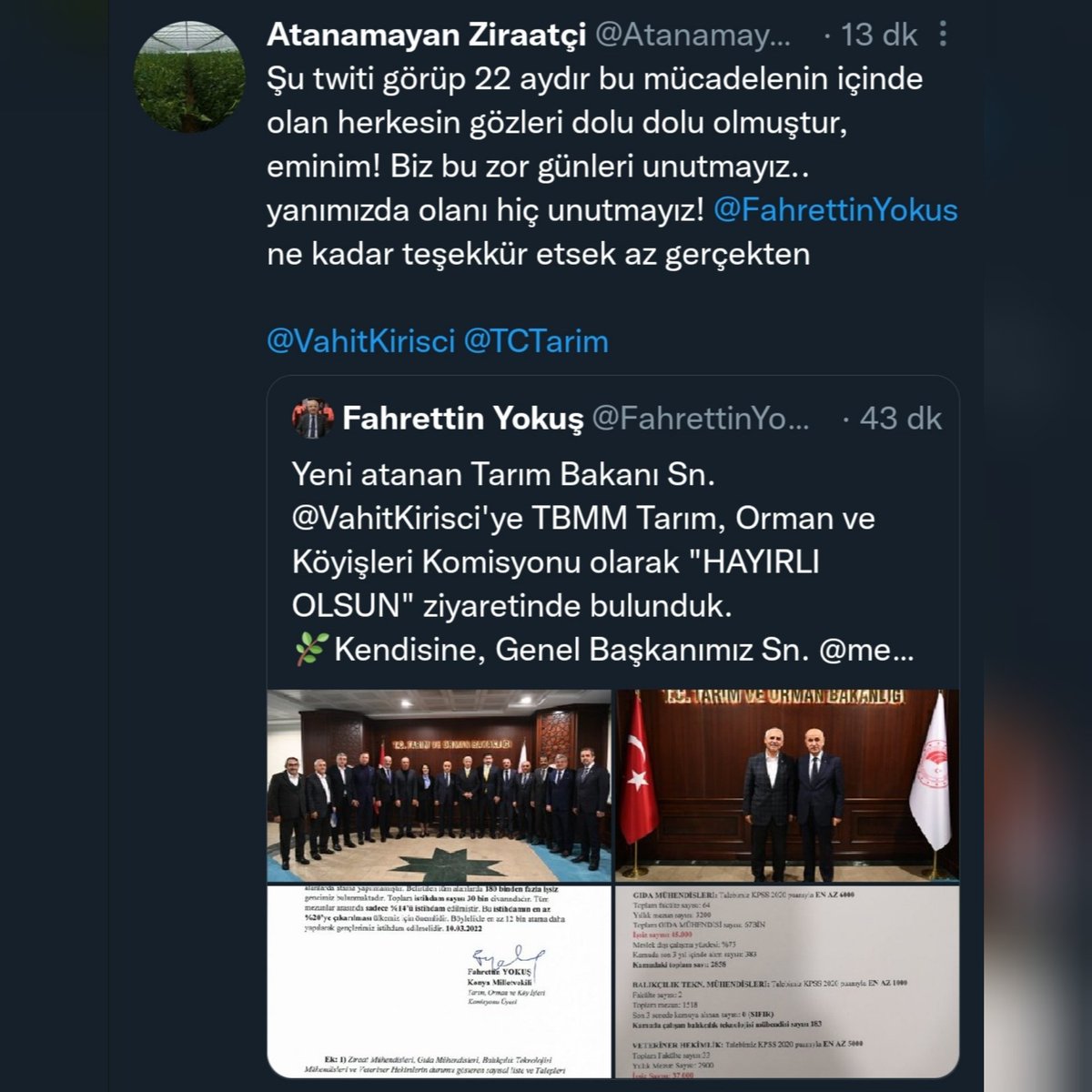 GENÇLERİMİZİ SEVİYORUZ ❤️

🌾Ziraat, Gıda, Su Ürünleri, Balıkçılık Teknolojisi Mühendisleri ve Veteriner Hekimlerin mücadelesinin, taleplerinin takipçisi olacağız.
🖐️"Fahrettin Amcaları" olarak her zaman yanlarındayım... 

🌿#İYİTARIM #MilletBiziÇağırıyor