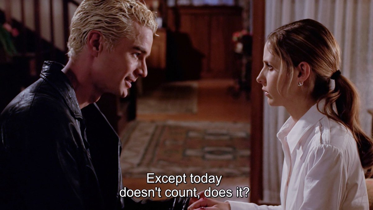 thinking about the fact that spike counted the days buffy was gone and he would've kept counting forever if she hadn’t come back to life