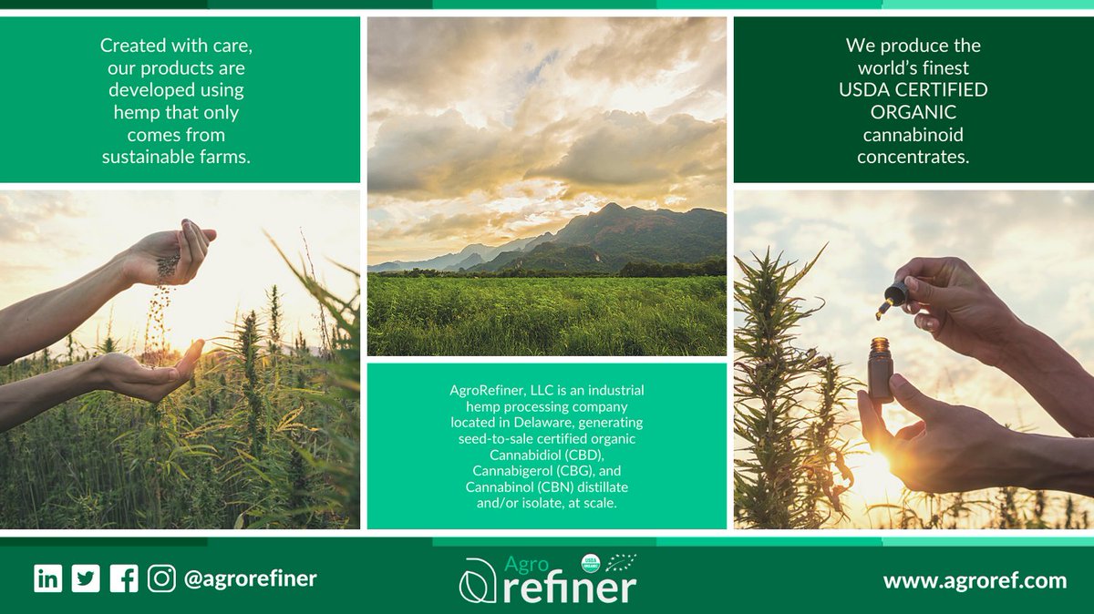 AgroRefiner's tweet photo. AgroRefiner is dedicated to the production of best-in-class USDA Certified Organic products. From seed to sale, quality matters along every step of the way.
.
.
.
.
.
#agrorefiner #sustainablehempfarms #organichempfarms #cbd #isolate #distillate #wellness https://t.co/0OeUDM9P5X