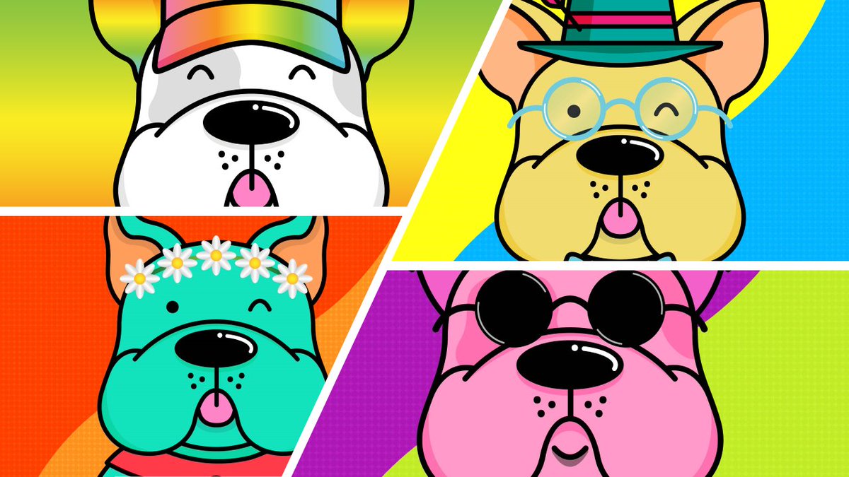 Kri_ayte's tweet photo. Frenchies looking colorful &amp; cute 🎨

#happyhounds #OpenSeaNFT #polygon #frenchbulldog https://t.co/SlkgHVmBbk