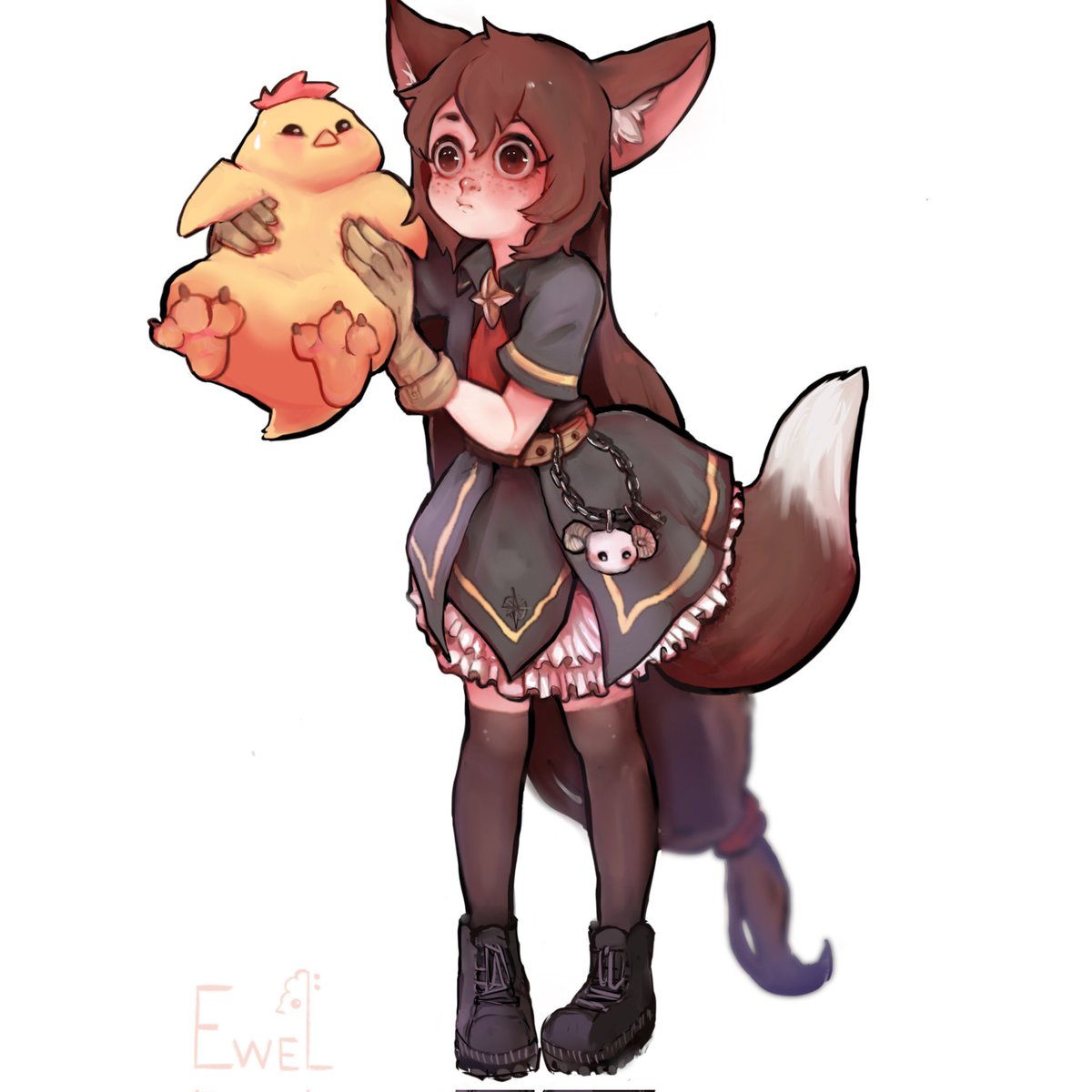EwelArt's tweet photo. Decided to fix and refine my artsona. 
What you think about Weiko and the chubby Crispy? 
Hope you like It (｡•̀ᴗ-)✧

~~

#characterdesign #designoc #oc #characterart #illustration #digitalart #artsona #girlwolf #artwork #chicken https://t.co/Rtc94kUICF