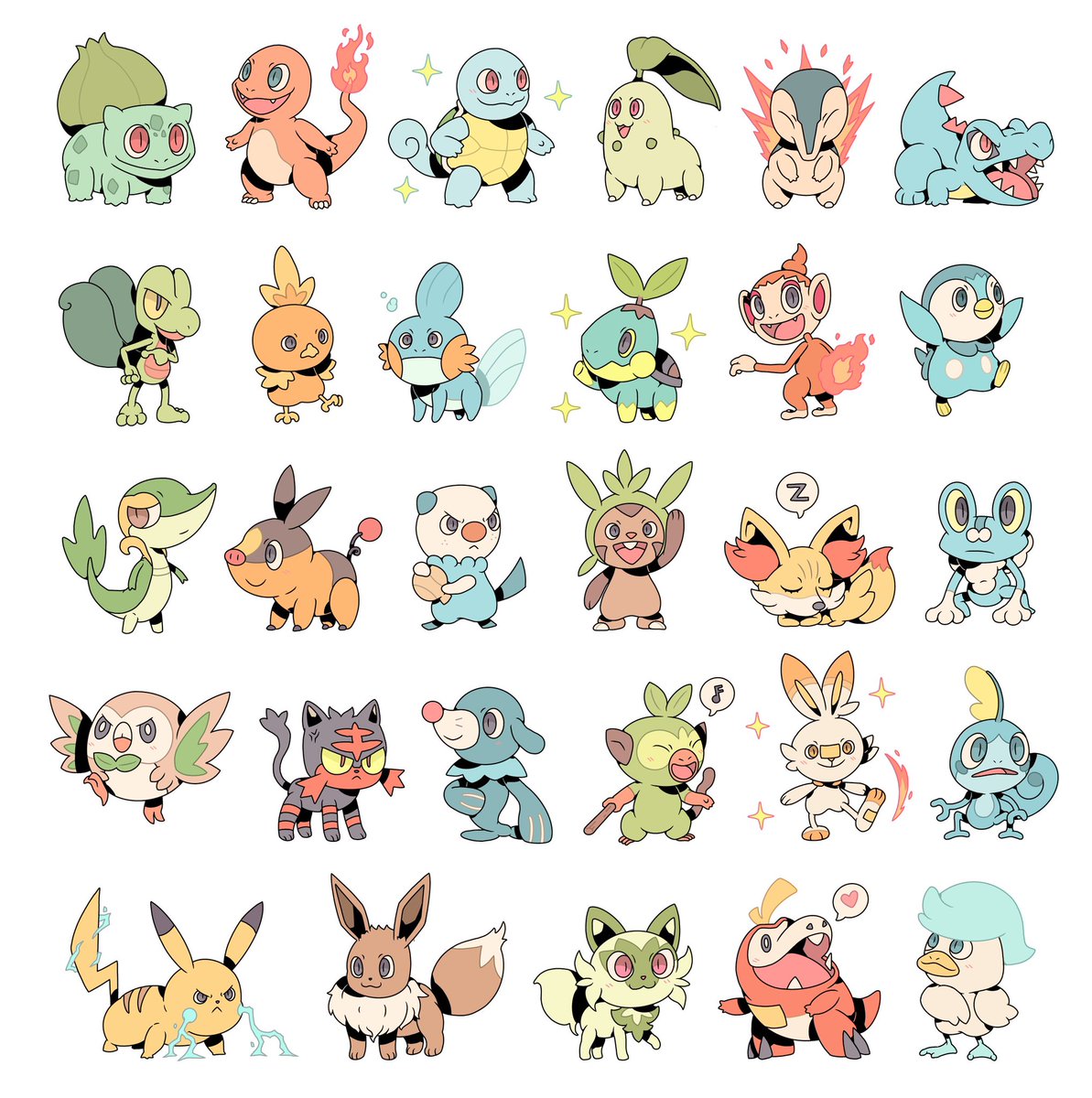 OrangesDeen's tweet photo. Starters to celebrate gen 9! https://t.co/gHGGtErd0N