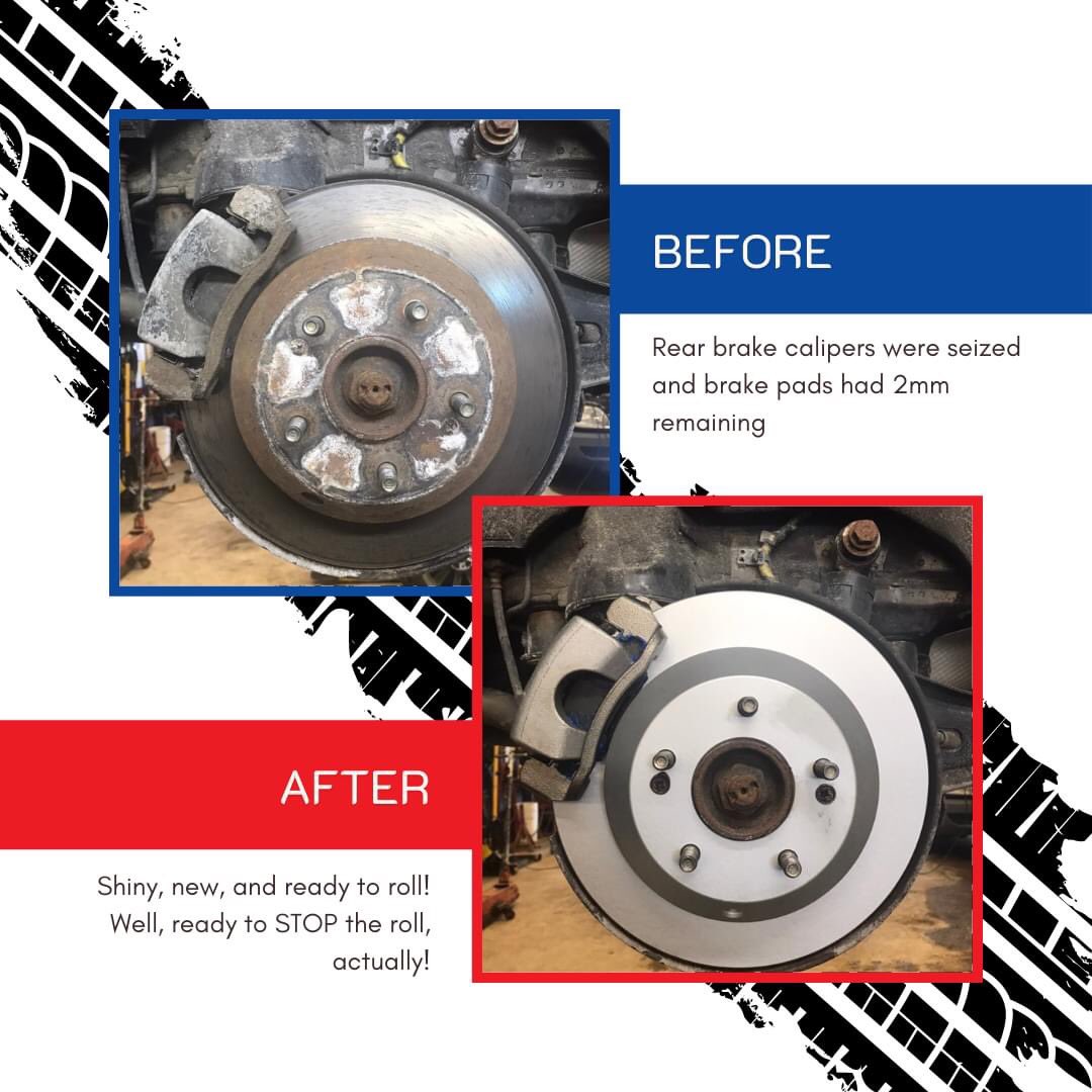 macphersonauto's tweet image. 2017 #Hyundai Santa Fe rear brake replacement.  Brake calipers had seized leaving the pads with less than 2MM remaining.  Preventative maintenance like brake services and brake fluid exchanges can help prolong the life of your brakes!  😀🔧