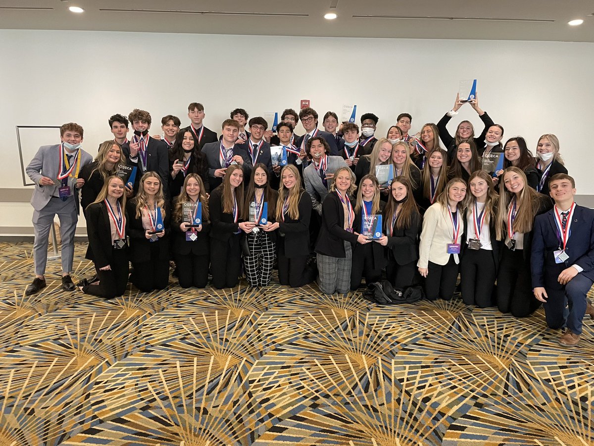 Way to go Woodhaven DECA at states. 48 members on stage and 33 ICDC qualifiers. Beyond proud of all of you.