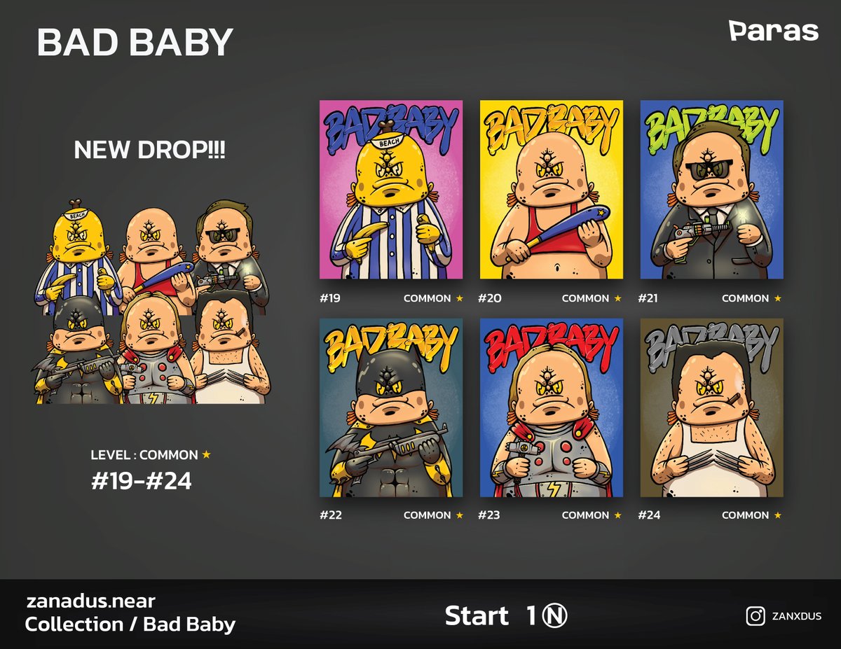 NEW DROPS !!!!
bad baby in different dimensions
they are weird and dangerous
be careful !
Paras
paras.id/collection/bad…

#nftcollector #NFTCollection  #nftcollectorclub  #NFTcollectables #NFTTHAILAND #NFTdrops #NFTThaicommunity #NFTs