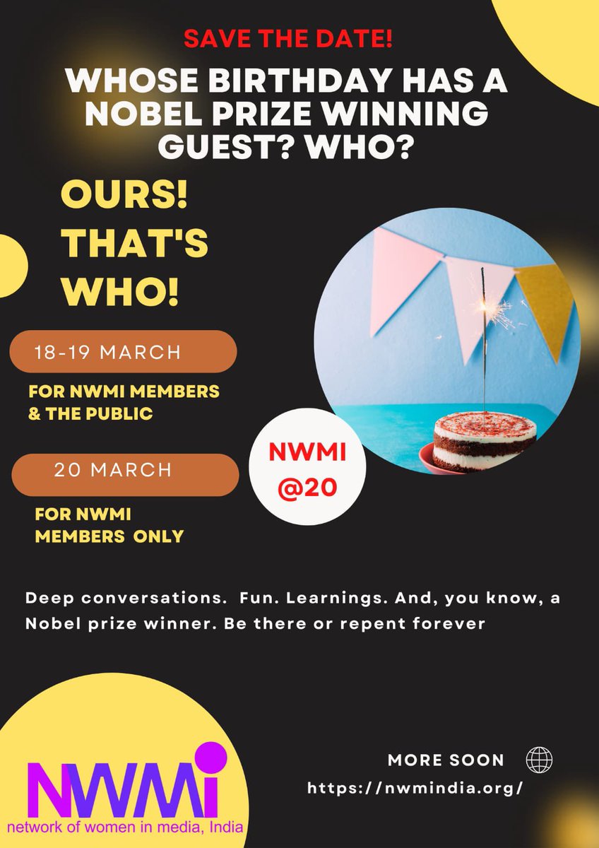 Premavis's tweet photo. The Nobel Prize winner's keynote address will kick off NWMI’s 20th anniversary celebrations next weekend. https://t.co/yX3qvwjWPp