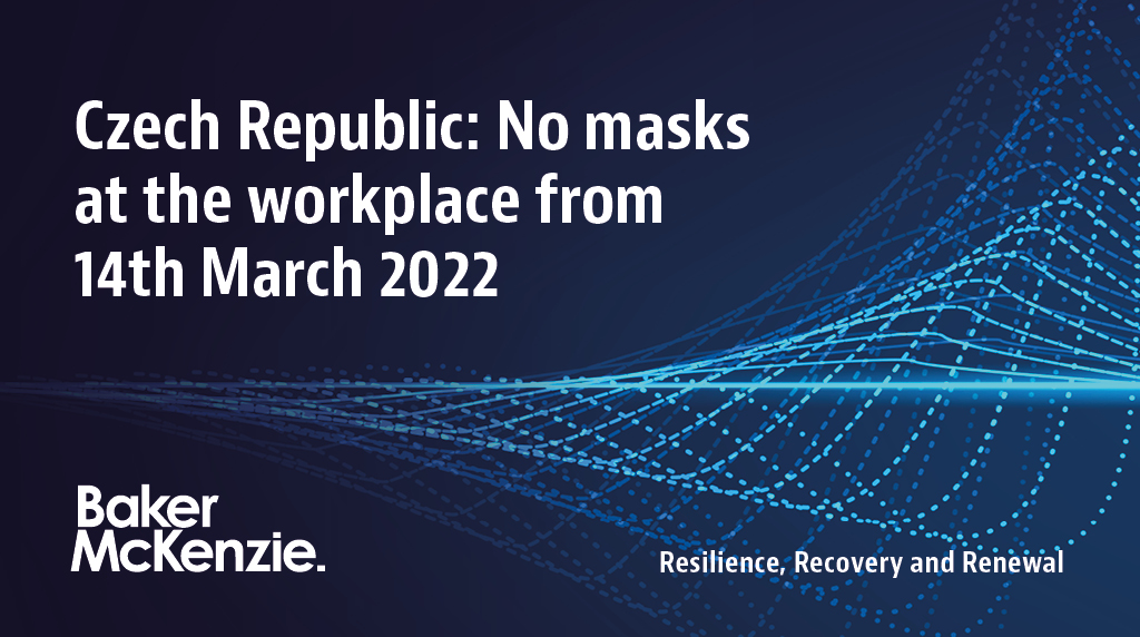 BakerPrague's tweet photo. As of Monday March 14th, Czech Republic loosens its restrictions on mandatory respiratory protection at the workplace. Learn where else respirators will not be needed in our recent alert by Zuzana Ferianc and Vlastimil Kreysa.

https://t.co/Yc7lBI7r8t

#covid19 #employment https://t.co/pWUwnkOrpM