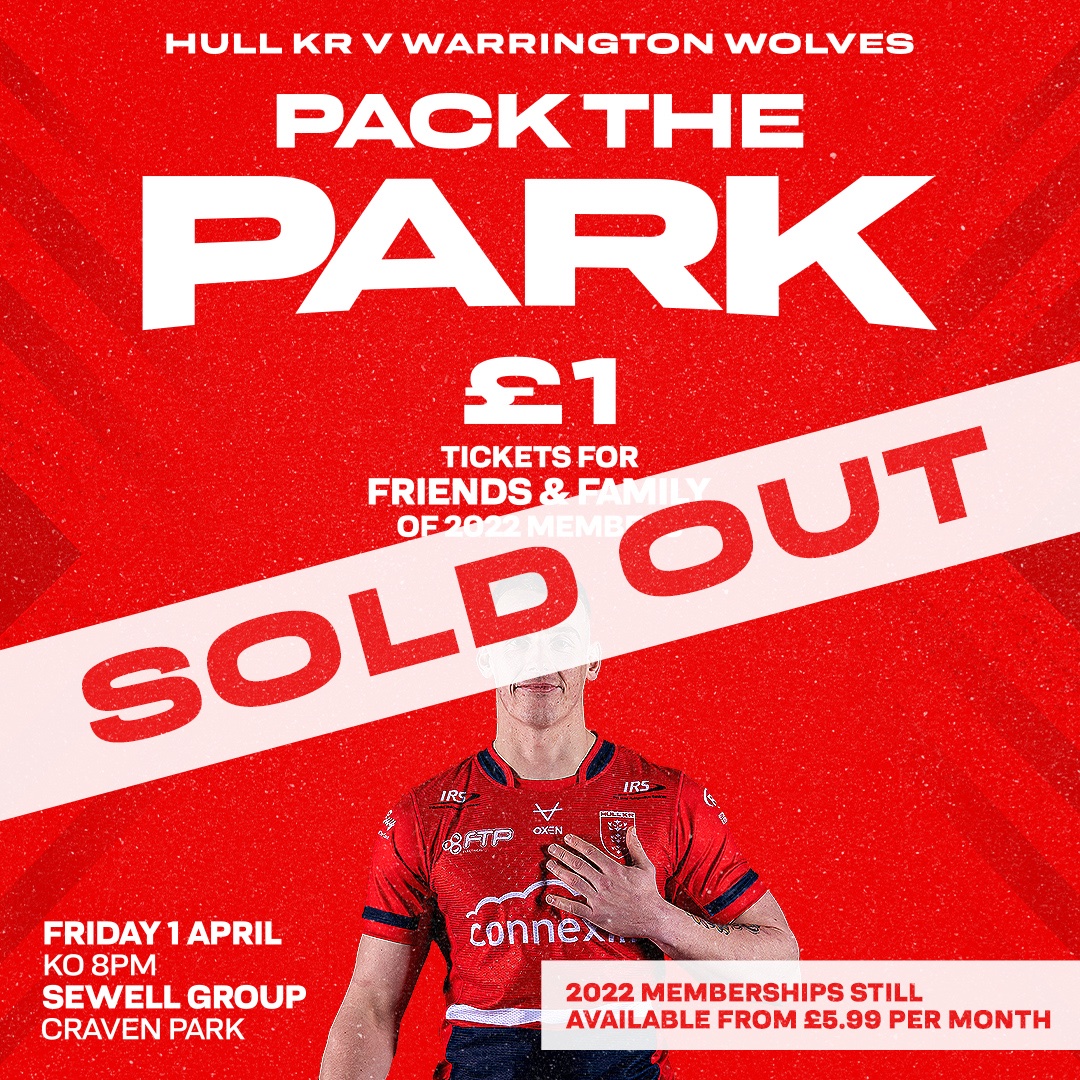 hullkrofficial's tweet photo. Hull KR vs Warrington Wolves - home tickets SOLD OUT 👊

Thank you for all your continued support.

The Good Friday Derby vs. Hull FC goes on general sale tomorrow, 6pm at https://t.co/6mY6tBAPLq. Don't miss out on tickets for this one - it will sell quick too! 

#UpTheRobins🔴⚪ https://t.co/F96fuF12og