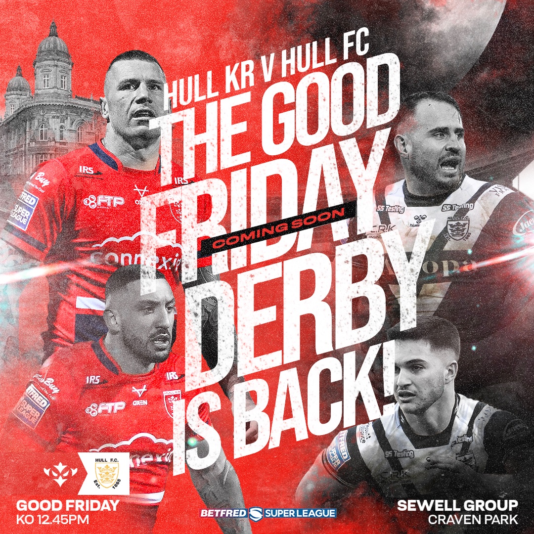 hullkrofficial's tweet photo. Hull KR vs Warrington Wolves - home tickets SOLD OUT 👊

Thank you for all your continued support.

The Good Friday Derby vs. Hull FC goes on general sale tomorrow, 6pm at https://t.co/6mY6tBAPLq. Don't miss out on tickets for this one - it will sell quick too! 

#UpTheRobins🔴⚪ https://t.co/F96fuF12og