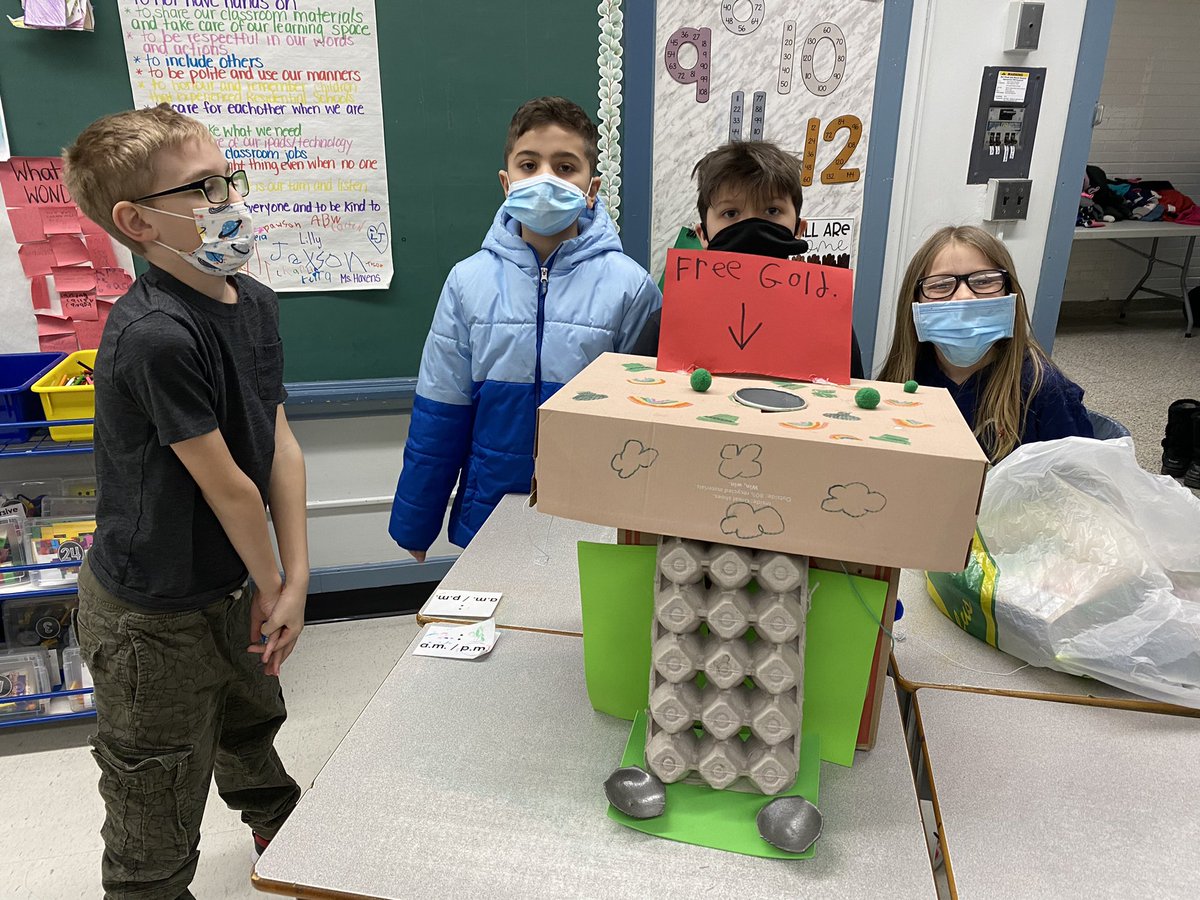 Grade 3/4s were busy building Leprechaun Traps yesterday!