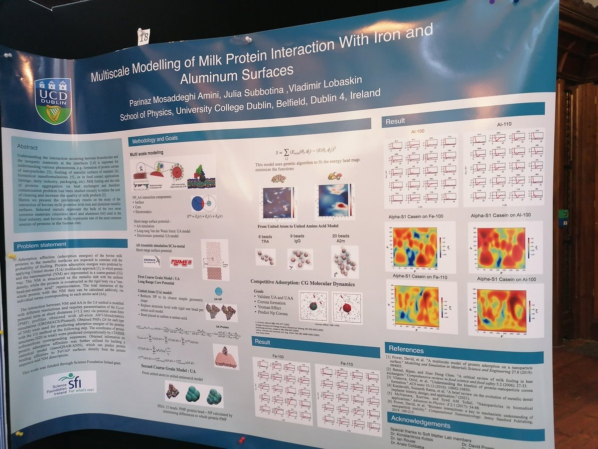 IOP_Ireland's tweet photo. Shortlisted for the Rosse Medal at #IOPSpring is Parinaz Mosaddeghi Amini @ucddublin - Multiscale modelling of Milk Protein Interaction with Iron and Aluminium Surfaces https://t.co/KhdoNIIToP