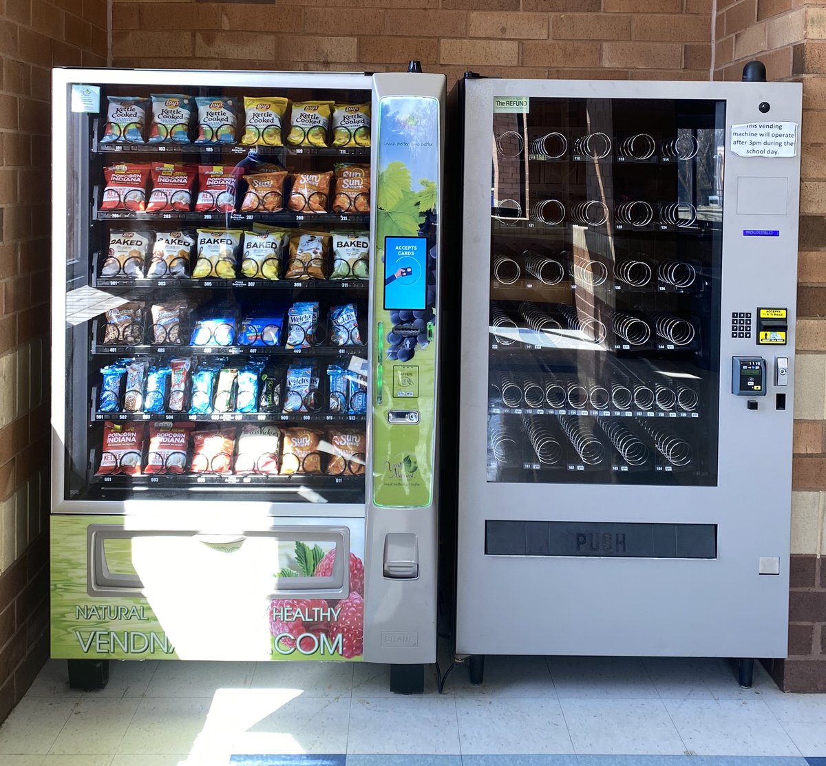 In other school news… gently used vending machines will grace the school premises once again. Healthy snacks and drinks, some with timed access, available to students, staff, and school community use persons. Enjoy!