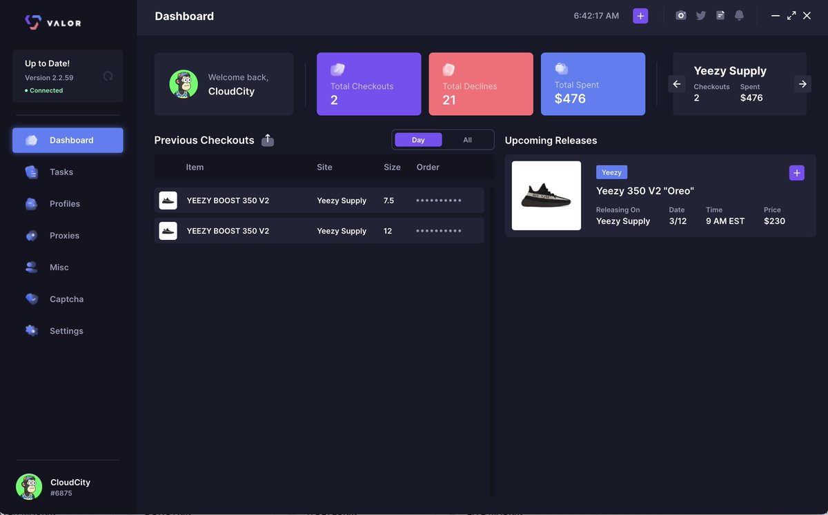 Gotta work on my profiles but thanks to the providers for making it happen bot: @ValorAIO @slightlyice proxies: @LiveProxies @Leafproxies gmails: @SkyGmails @VanishedIO @OneClickCorner