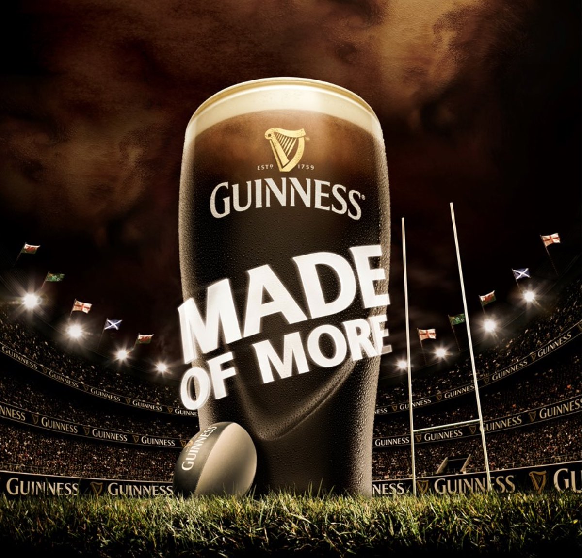 Here’s one I made earlier…
#guinnesssixnations #rugbysixnations #keyvisual #creative #artdirection #creativedirection 
Photographer: Bob Marchant 
Design/comp: Richard Shepherd (RIP)
