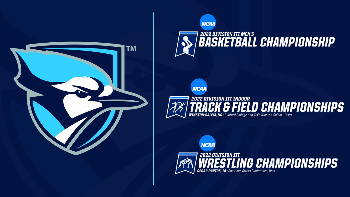 ElmhurstBluejay's tweet photo. Jimmy McAuliffe (Wrestling), Ava David (Women's Track) and the Elmhurst University men's basketball team are all in action on Saturday at NCAA Division III Championship events. Learn how to follow the action here: https://t.co/DTLikblitv https://t.co/pgEEweV5G8