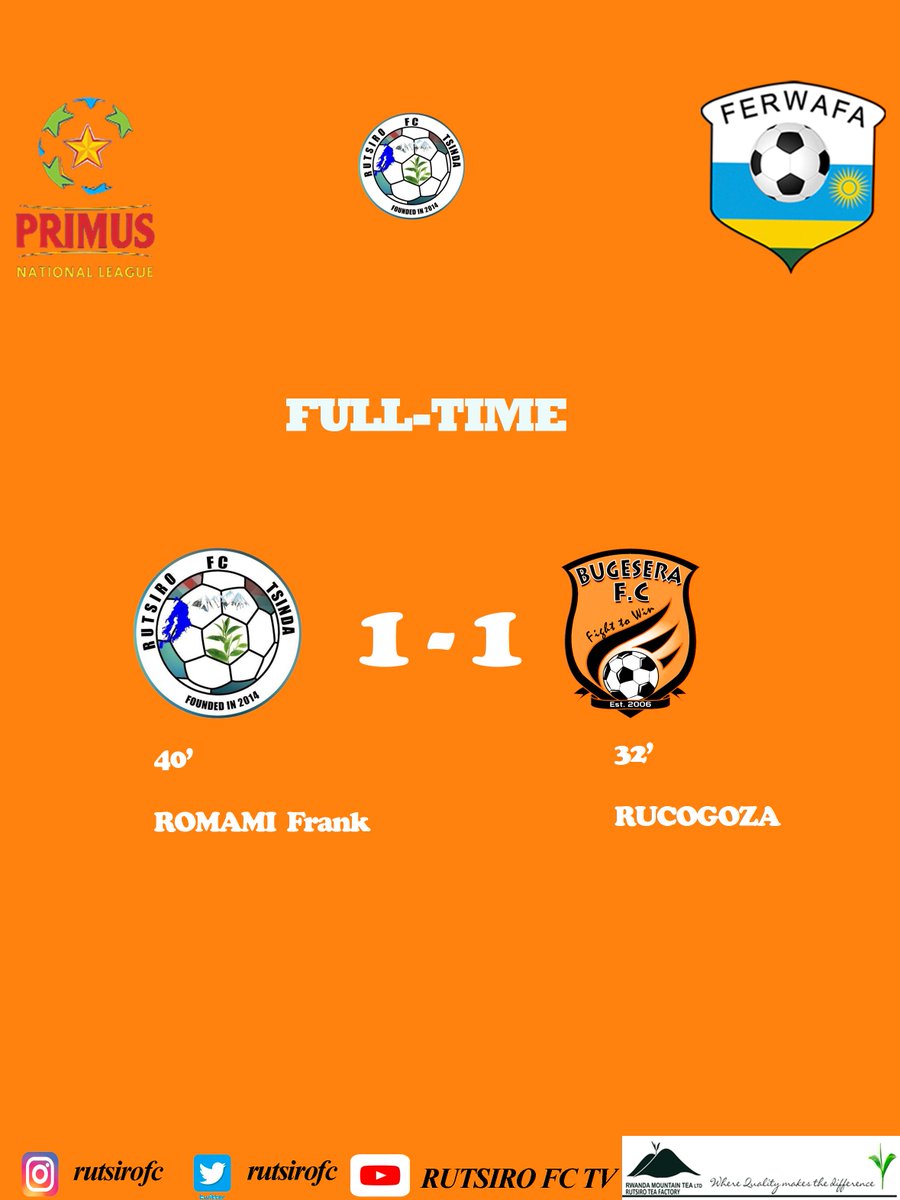 rutsirofc's tweet photo. FULL-TIME
RUTSIRO FC 1โฃ - 1โฃ BUGESERA FC
#RUTBUG
#RutsiroFcTSINDA https://t.co/MP7qEbr54K