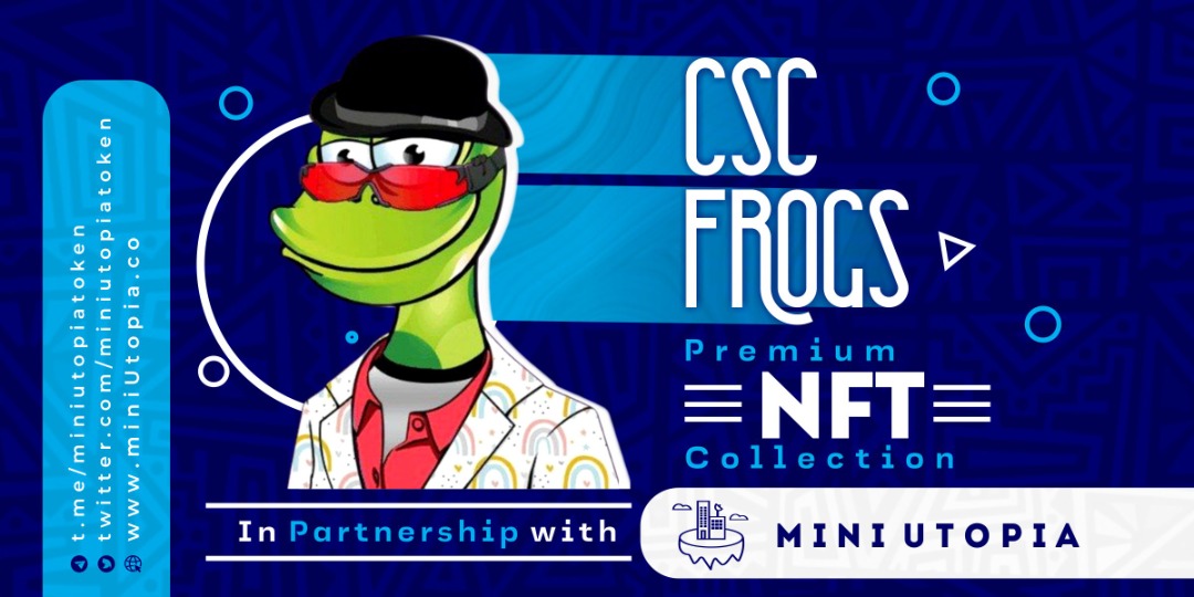 🎁Giveaway🎁
1st NFT collection on CSC &amp;
1st NFT marketplace on CSC

5 CSCFROGS NFT to Lucky Winners
Rules
Mint Frogs on miniutopia.co
Follow, Retweet and Tag 5 friends：
@miniutopiatoken
@cscfrogs

Join Telegram：
@miniutopiatoken
@cscfrogs
#csc #miniutopia #cscfrogs