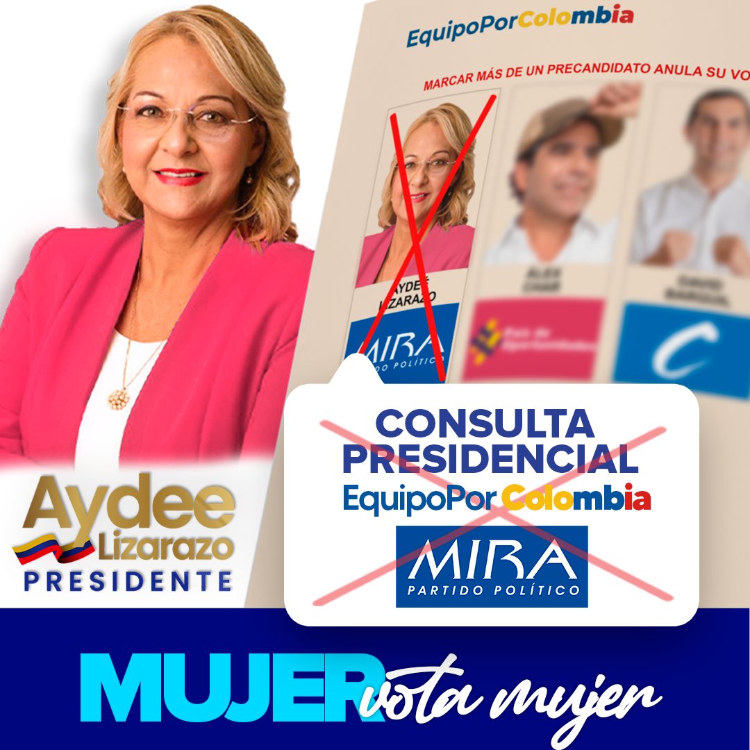 CastriOfelia's tweet photo. #MañanaVoteMIRA Madrugando a votar, pidiendo tres tarjetones y votando por @AydeeLizarazo en la Consulta Presidencial, por @AnaPaolaAgudelo al Senado y a la Cámara por el Cauca con el 103.

¡Podemos llegar al Congreso a marcar la diferencia! A representar nuestro Cauca. https://t.co/NJQ9GXEtHT