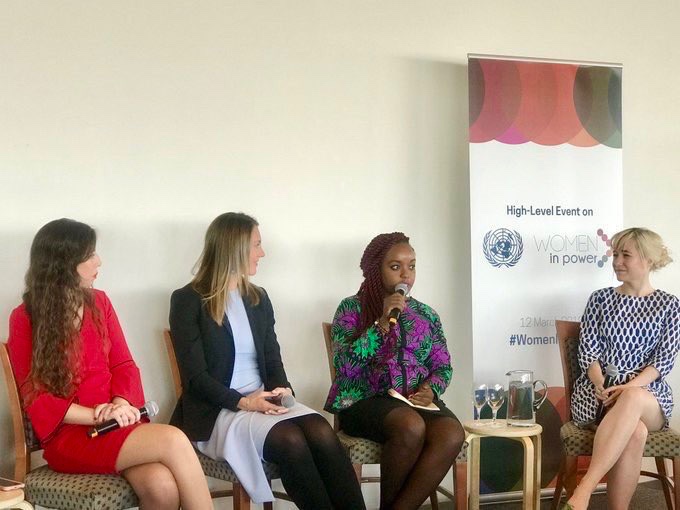 Dzennypha's tweet photo. On this day in 2019, I was privileged to be panelist at the  high-level luncheon on Women in Power for #CSW63 at the United Nations HQ. My mum and brother sat in the audience. A very proud moment for me https://t.co/FUPA00IUKi
