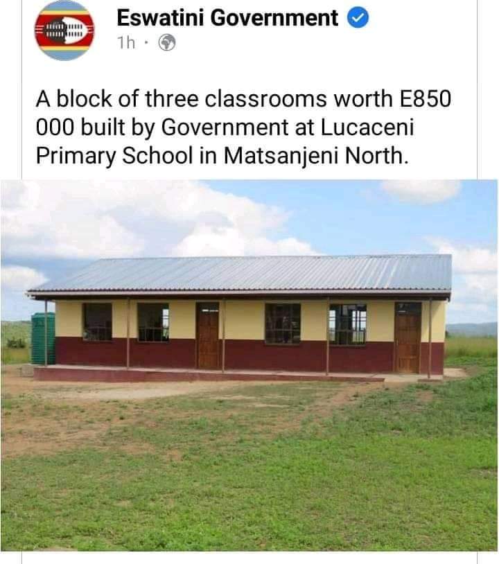 SnatSwaziland's tweet photo. Two (2) classrooms in Swaziland cost the @EswatiniGovern1 E850,000.00. Well, they said three (3) in their main post. https://t.co/VlCVZpVhQL