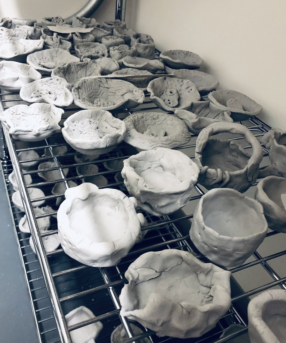 SouthLakesART's tweet photo. Yay!CLAY! @SouthLakesEl1 Exciting Explorations with pinch pots, slabs, &amp; textures.#Clay #ceramics #pottery #artedu #artteacherlife https://t.co/zWXjYMxYCU