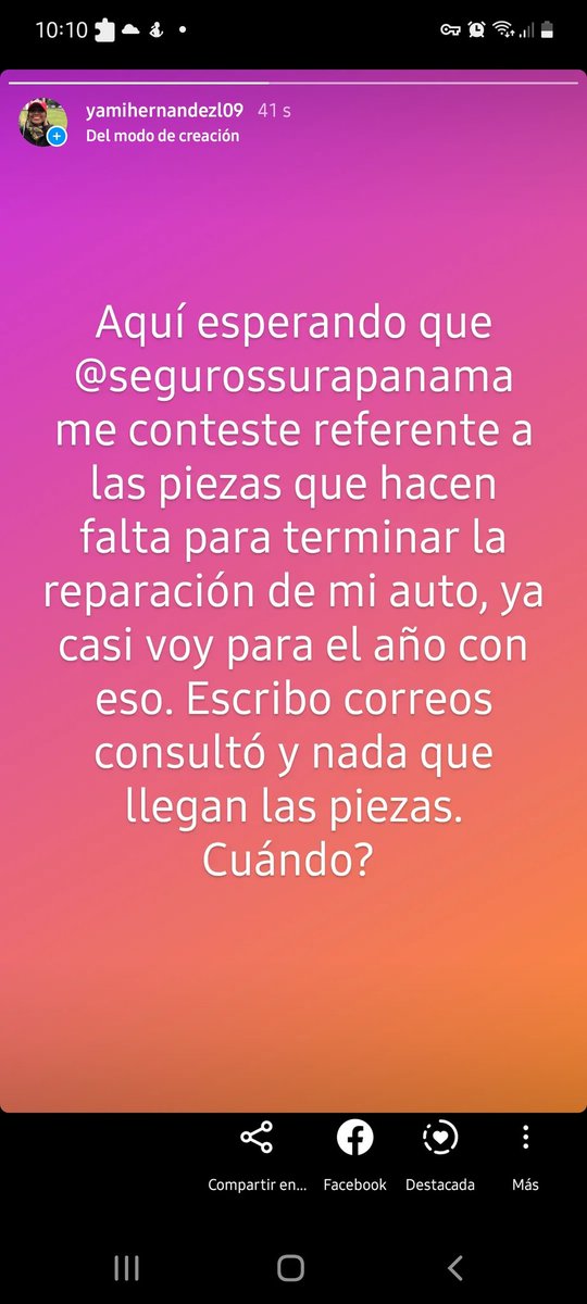 Yamihernandezl's tweet photo. Señores cuánto más debo esperar para las piezas de mi auto @SegurosSURAPma ya casi el año y nada. https://t.co/B7EIkFpOB5