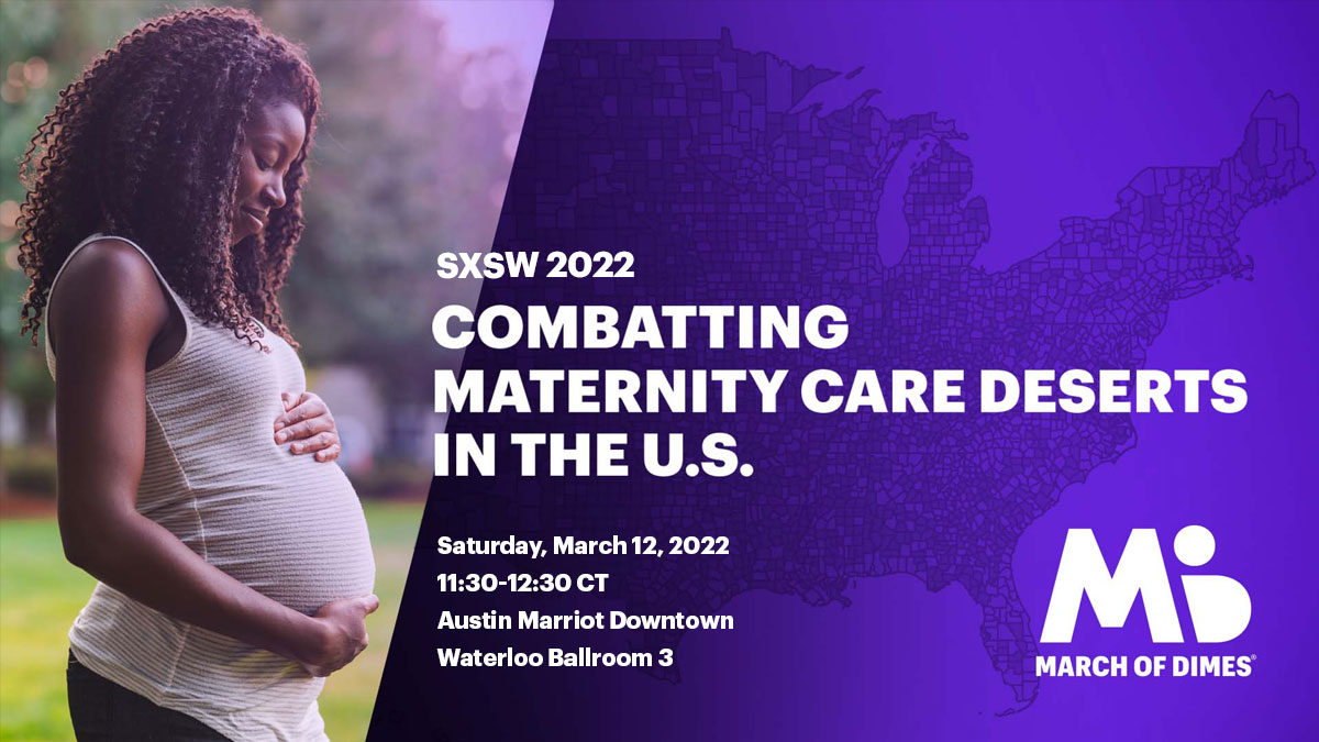 MarchofDimes's tweet photo. Today is the day! Be sure to see #SXSW panel today at 11:30 am at the #Austin Marriot Downtownโs Waterloo Ballroom 3 to hear our discussion on how maternity care deserts contribute to our maternal and infant health crisis. #maternitycaredeserts #SXSWpanel https://t.co/Yn9qNfEQDZ
