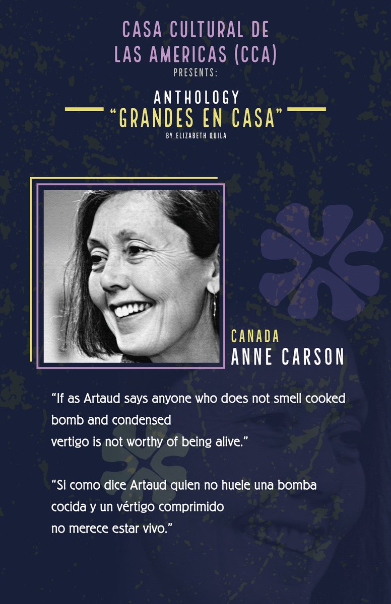 ccamericasorg's tweet photo. Canada-Carson, Poesia-Carson, Genialidad-Carson: Anne Carson parte importantisima en Grandes en Casa.

#universidades
#AnneCarson
#festivales
#canada
#houston
#literatura
#PoderFemenino
#mujeres
#clasicosliterarios https://t.co/djwdVFK9MZ