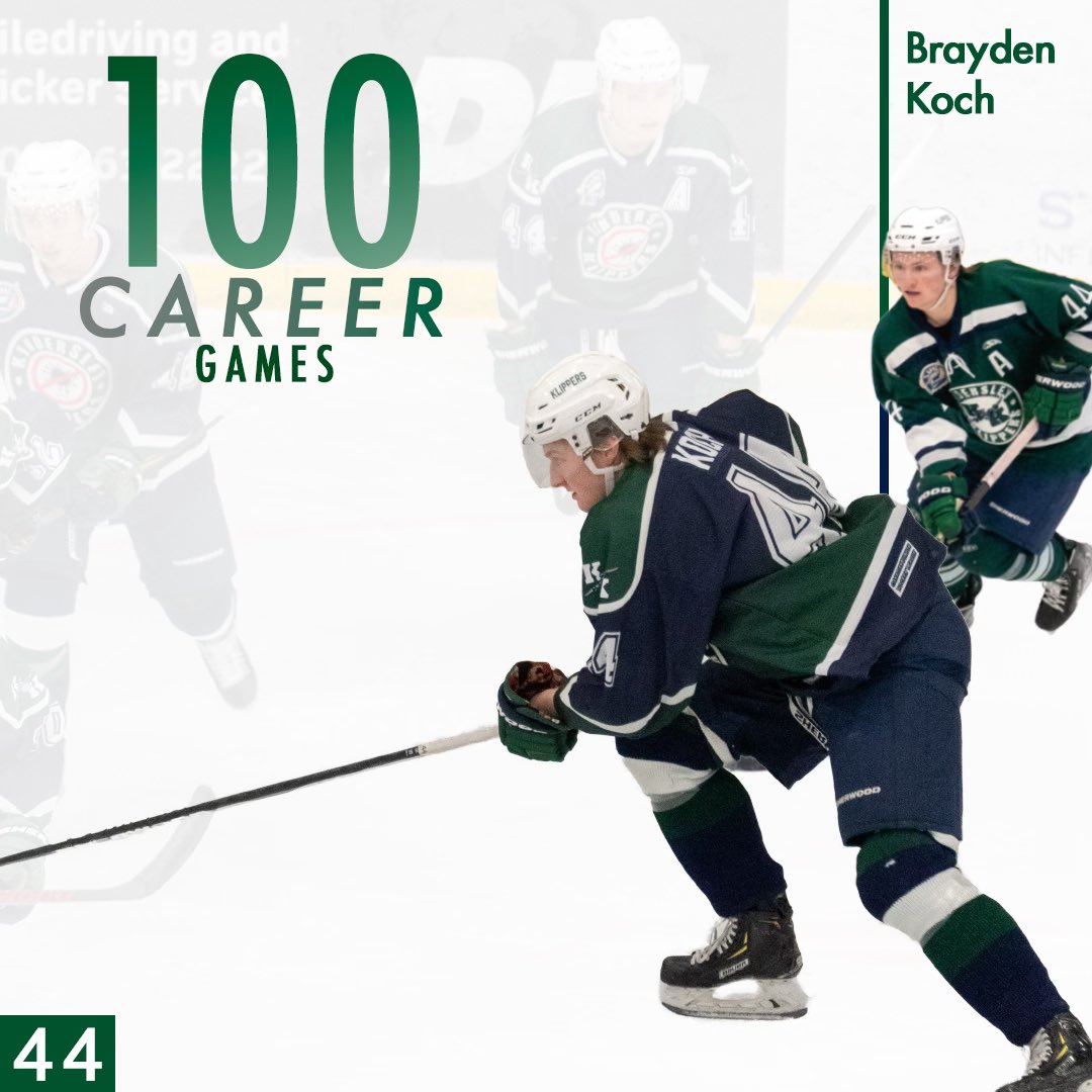 KlippersHockey's tweet photo. 1️⃣0️⃣0️⃣ Junior A games for Brayden Koch! #SJHL #AJHL https://t.co/aZtKSDaG14