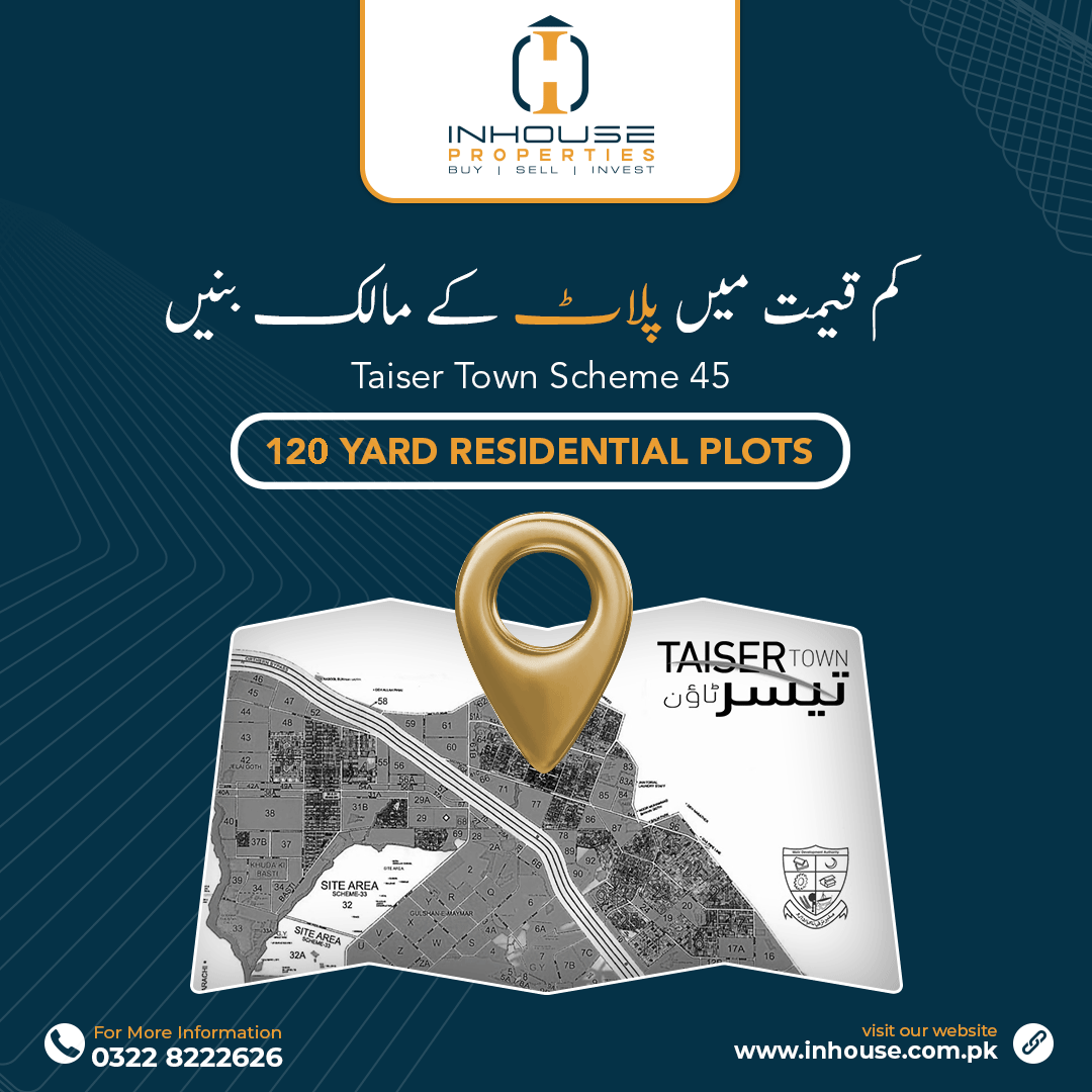 𝙄𝙣𝙫𝙚𝙨𝙩𝙤𝙧'𝙨 𝘿𝙚𝙖𝙡 | 𝘼𝙩𝙩𝙧𝙖𝙘𝙩𝙞𝙫𝙚 𝙋𝙧𝙞𝙘𝙚𝙨 | 120 𝙨𝙦𝙮𝙙 𝙋𝙡𝙤𝙩𝙨

A Prime Location with Excellent Value for Living.

Behtreen Qeemar Aur Mayaari Mansooba

MDA Sectors 2A &amp; 29 Taiser Town Scheme 45

Contact: 0300 8222626
Whatsapp: wa.me/923228222626