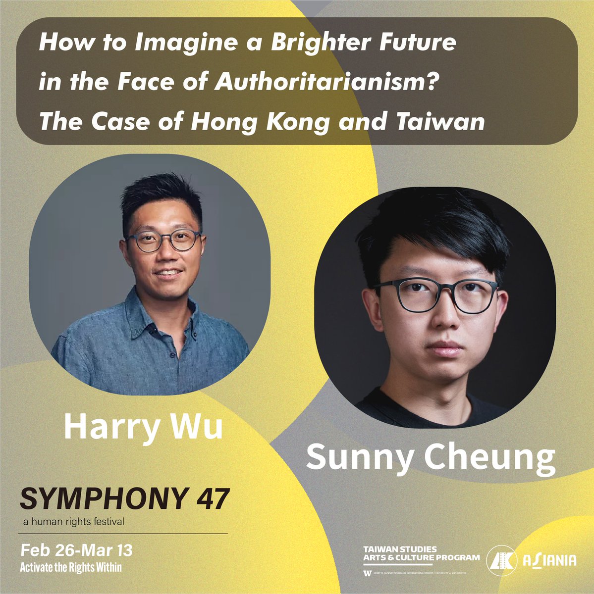 Asiania_me's tweet photo. 📢 EVENT EXTENDED 📢
Due to the positive response, the four Symphony 47 discussion panels will be available until March 23 PST (March 24 GMT+8). 
#humanrights #genderrights #Taiwan #China #HongKong #media #digitalage #arts #music  
https://t.co/GHIsmwzsZL https://t.co/iz2gcJ8bKb