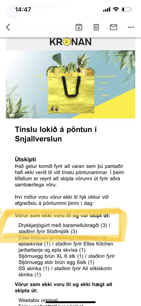 BirtaBr's tweet photo. Fyrirtaks útskipti, ég set bara karamellujógúrt í pelann í kvöld 👌 https://t.co/csvdWMzjrI