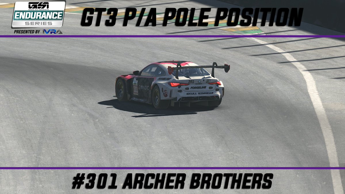 The first Pole Position for today! #301 @ArcherBrothers will lead the GT3 P/A Class at the start of the race!