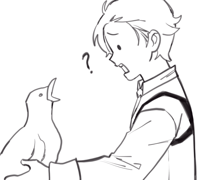 @/AlyAlycen said Natsuki Hanae's voice would suit Jan so I had to draw that one moment of Tanjiro talking to his crow as him 