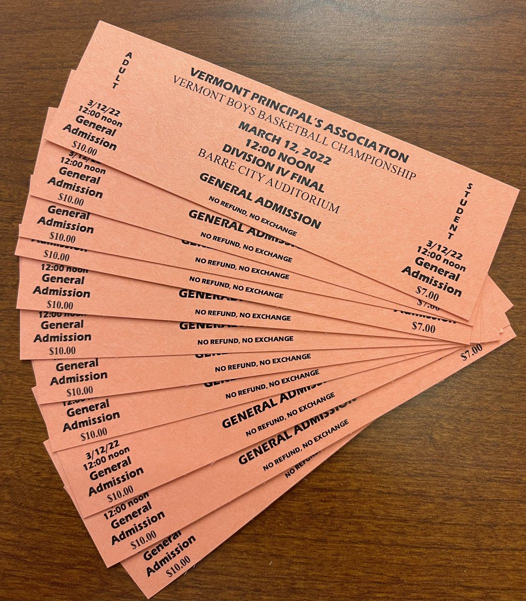 🏀🏀 Tickets will be available for purchase prior to the D4 State Championship Boys’ Basketball game tomorrow between #3 WRV and #4 BMU at the Barre Aud!  Game starts at noon doors will open at 11 AM!  🏀🏀